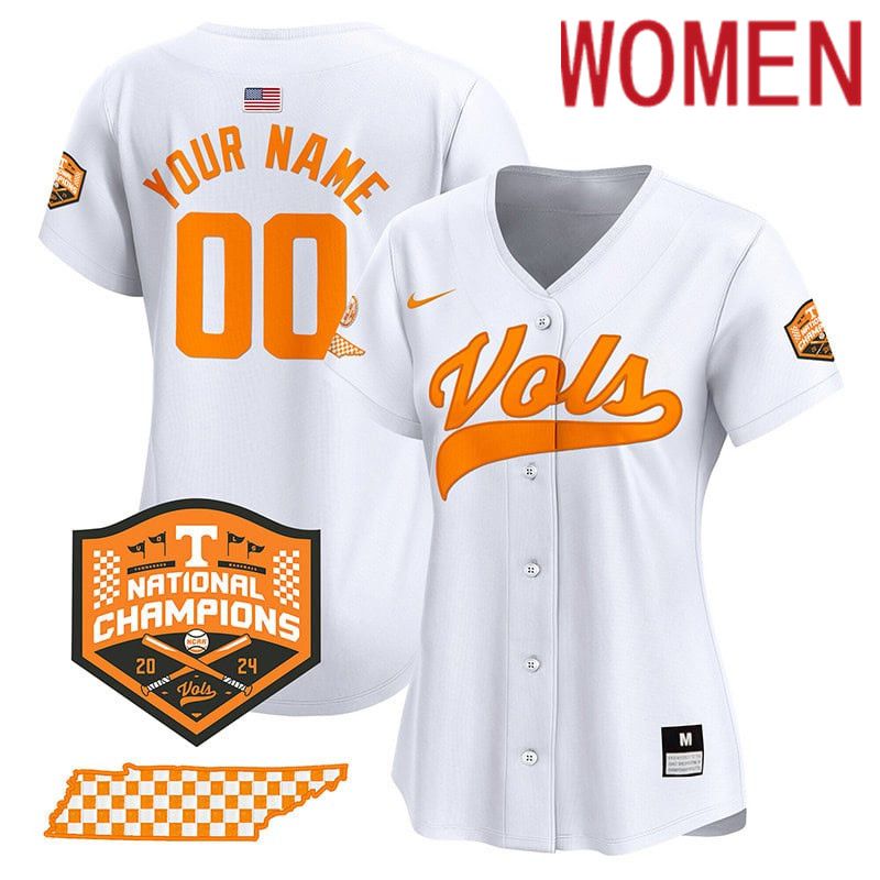 Women Tennessee Volunteers White 2024 Nike Champions Vapor Premier Limited Custom NCAA Jersey->women nfl jersey->Women Jersey